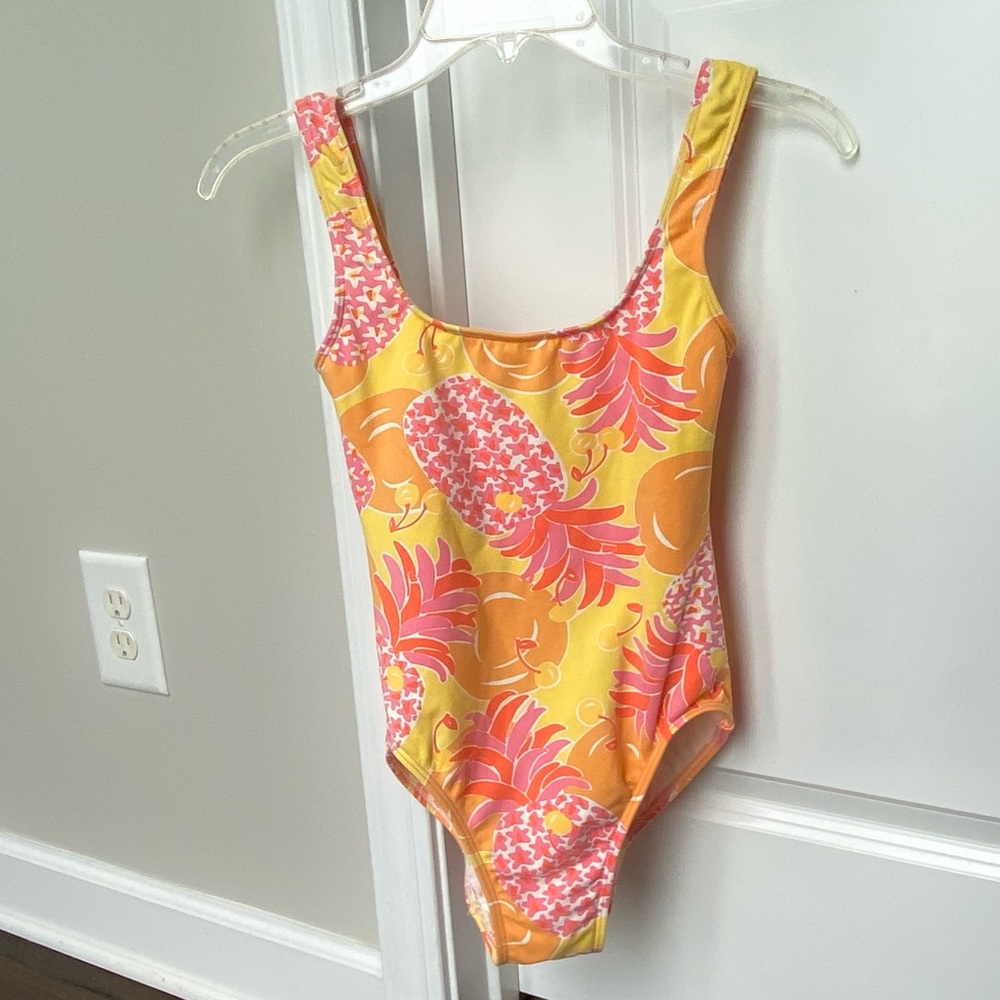 Lilly Pulitzer Swimsuit Sunrise Pina Colada 2 Vintage One Piece Pineapples EUC